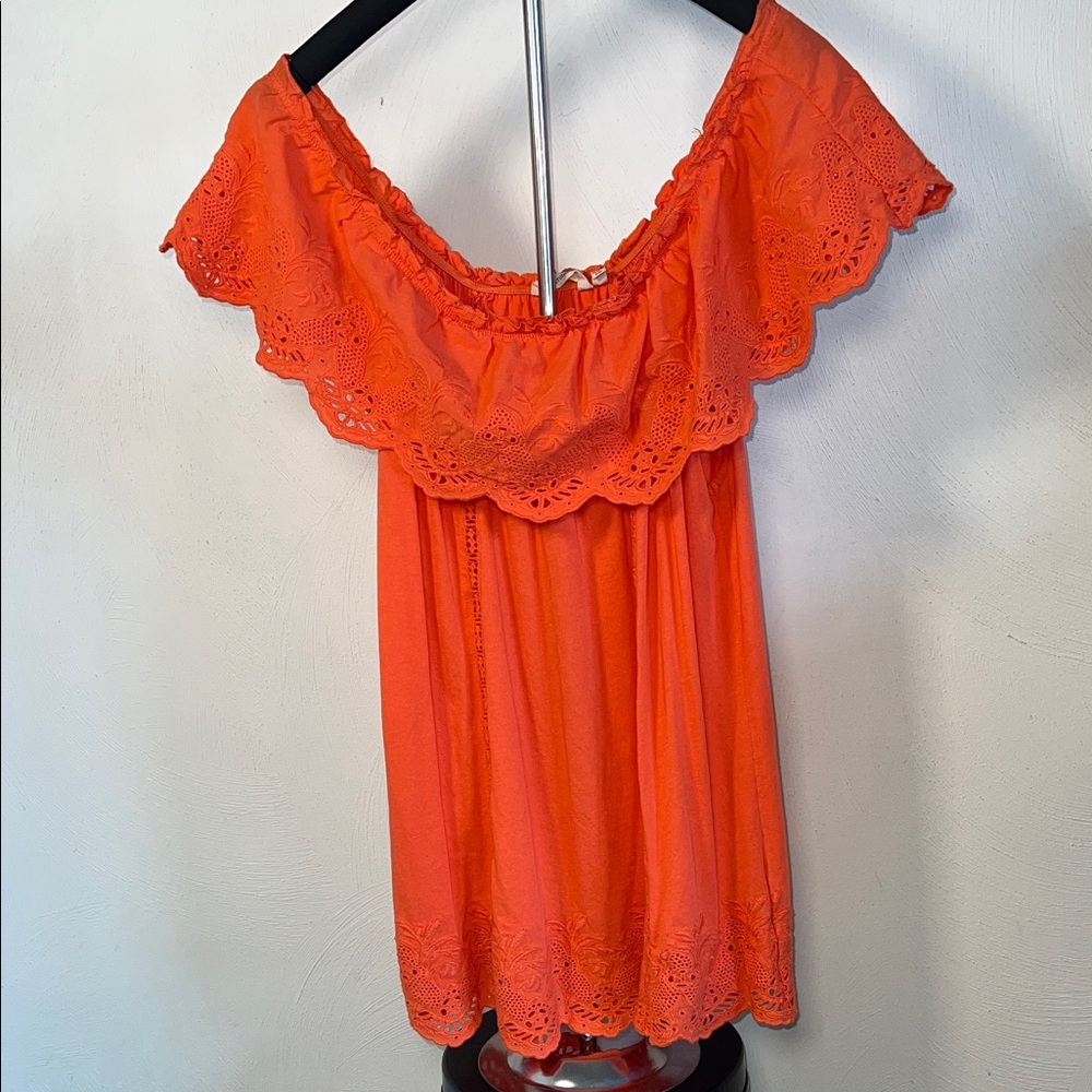 Soft surroundings Orange Off-Shoulder Top